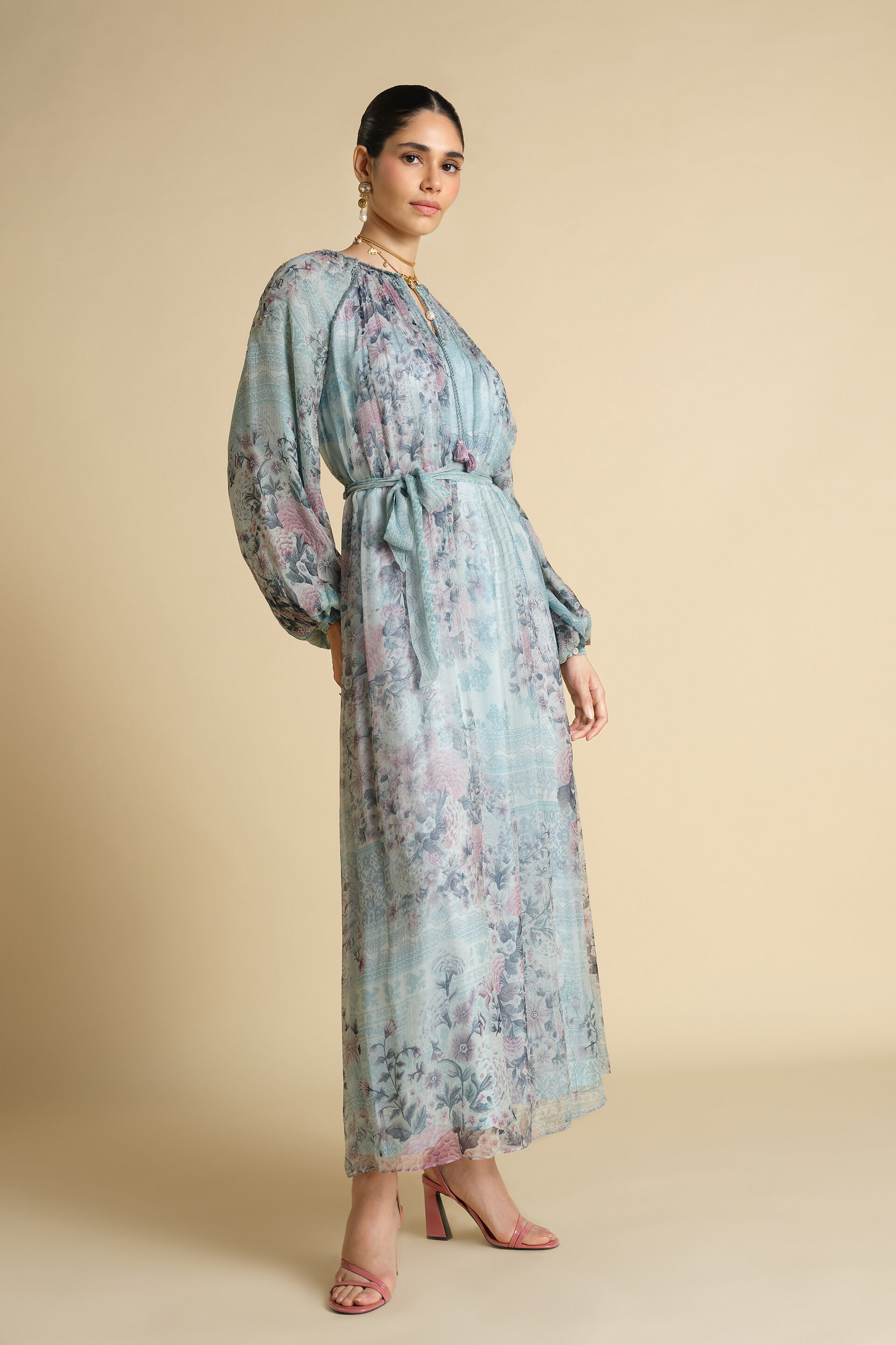 Altan Printed Kaftan - Powder Blue, Powder Blue, image 3